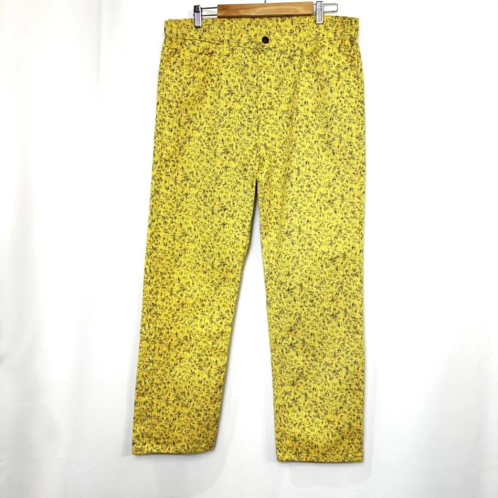 * Rare Vintage 505 Black Label Yellow mod print Jeans 38